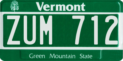 VT license plate ZUM712