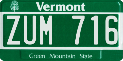 VT license plate ZUM716