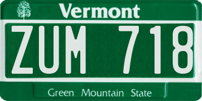 VT license plate ZUM718