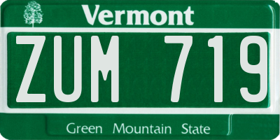 VT license plate ZUM719