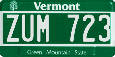 VT license plate ZUM723