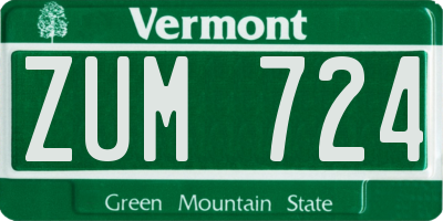 VT license plate ZUM724