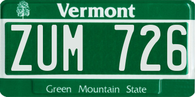 VT license plate ZUM726