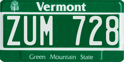 VT license plate ZUM728