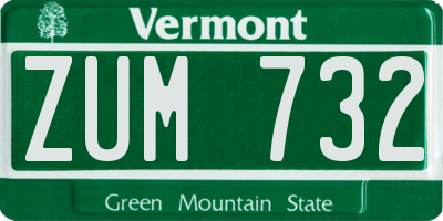 VT license plate ZUM732