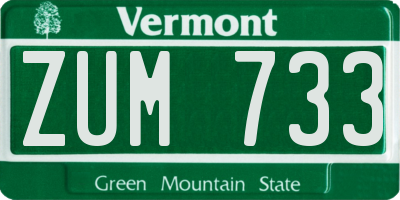 VT license plate ZUM733