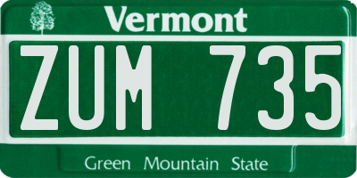 VT license plate ZUM735