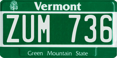 VT license plate ZUM736