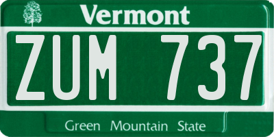 VT license plate ZUM737