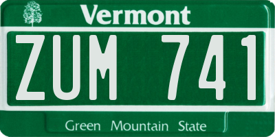 VT license plate ZUM741