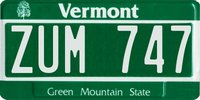 VT license plate ZUM747