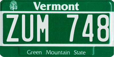 VT license plate ZUM748