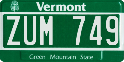 VT license plate ZUM749