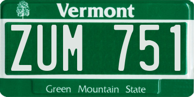 VT license plate ZUM751