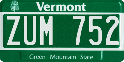 VT license plate ZUM752