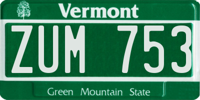 VT license plate ZUM753
