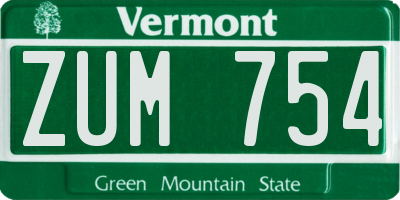 VT license plate ZUM754