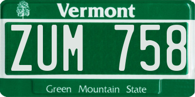 VT license plate ZUM758