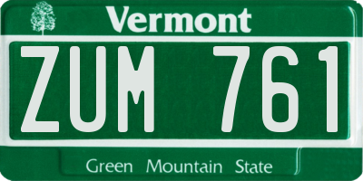 VT license plate ZUM761