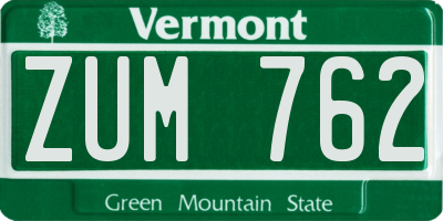 VT license plate ZUM762