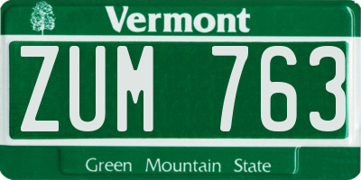 VT license plate ZUM763