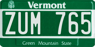 VT license plate ZUM765