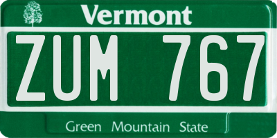 VT license plate ZUM767