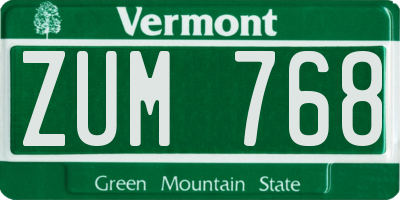 VT license plate ZUM768