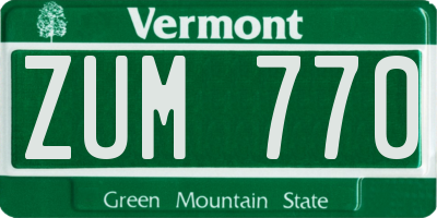 VT license plate ZUM770