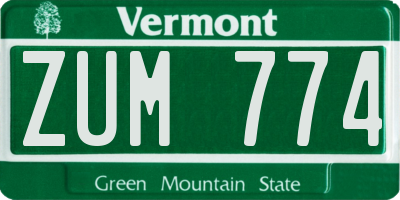 VT license plate ZUM774