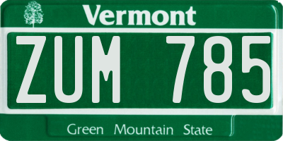 VT license plate ZUM785