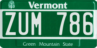 VT license plate ZUM786