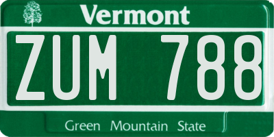 VT license plate ZUM788