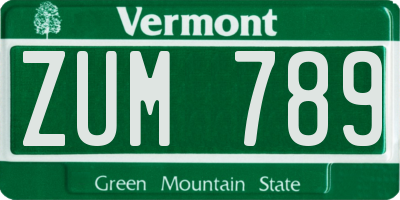 VT license plate ZUM789