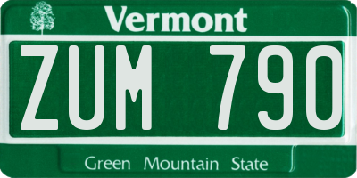 VT license plate ZUM790