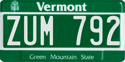 VT license plate ZUM792