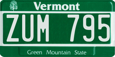 VT license plate ZUM795