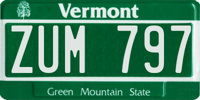 VT license plate ZUM797