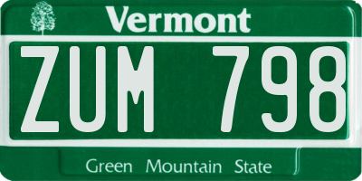 VT license plate ZUM798
