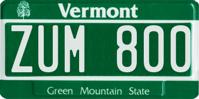 VT license plate ZUM800