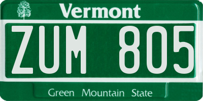 VT license plate ZUM805