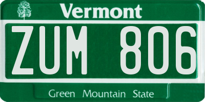 VT license plate ZUM806