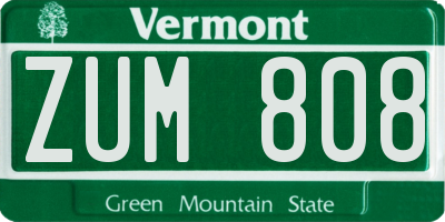 VT license plate ZUM808