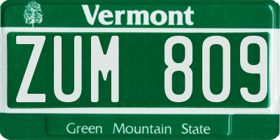 VT license plate ZUM809