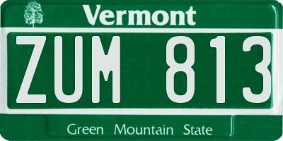 VT license plate ZUM813