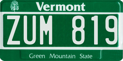VT license plate ZUM819
