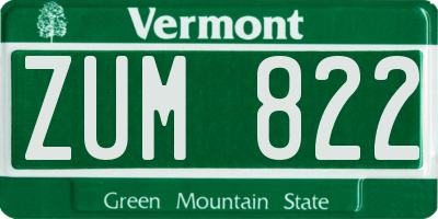 VT license plate ZUM822