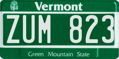 VT license plate ZUM823