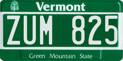 VT license plate ZUM825