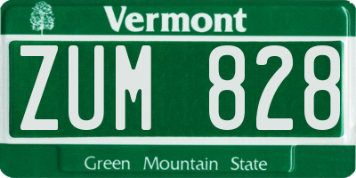 VT license plate ZUM828